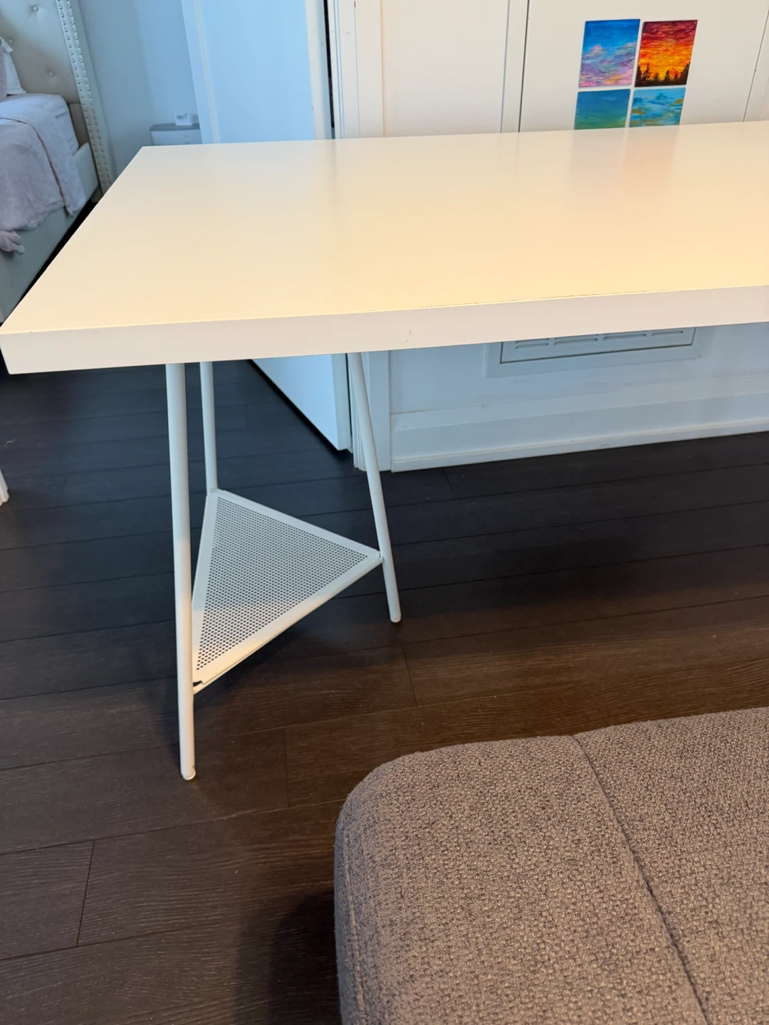 White Desk with Triangular Shelf - photo 5