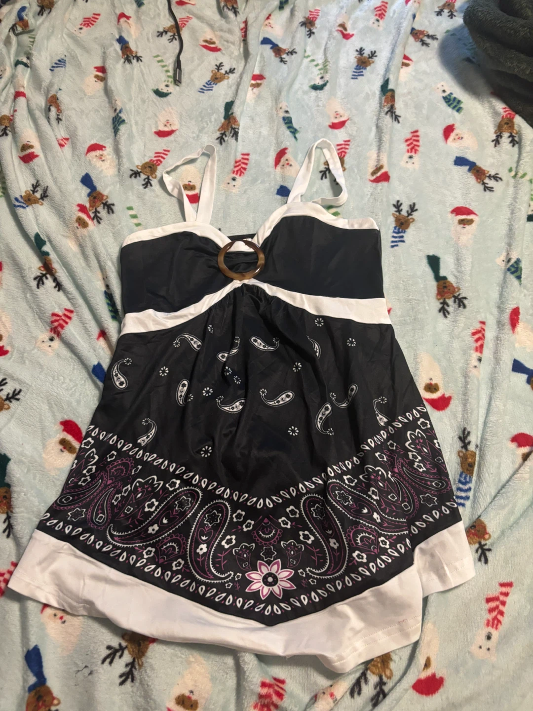 Black and White Paisley Halter Top