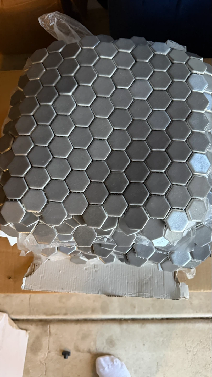 34 Sheets Charcoal Gray Mini Hexagon Glass Mosaic Tile – New - photo 3