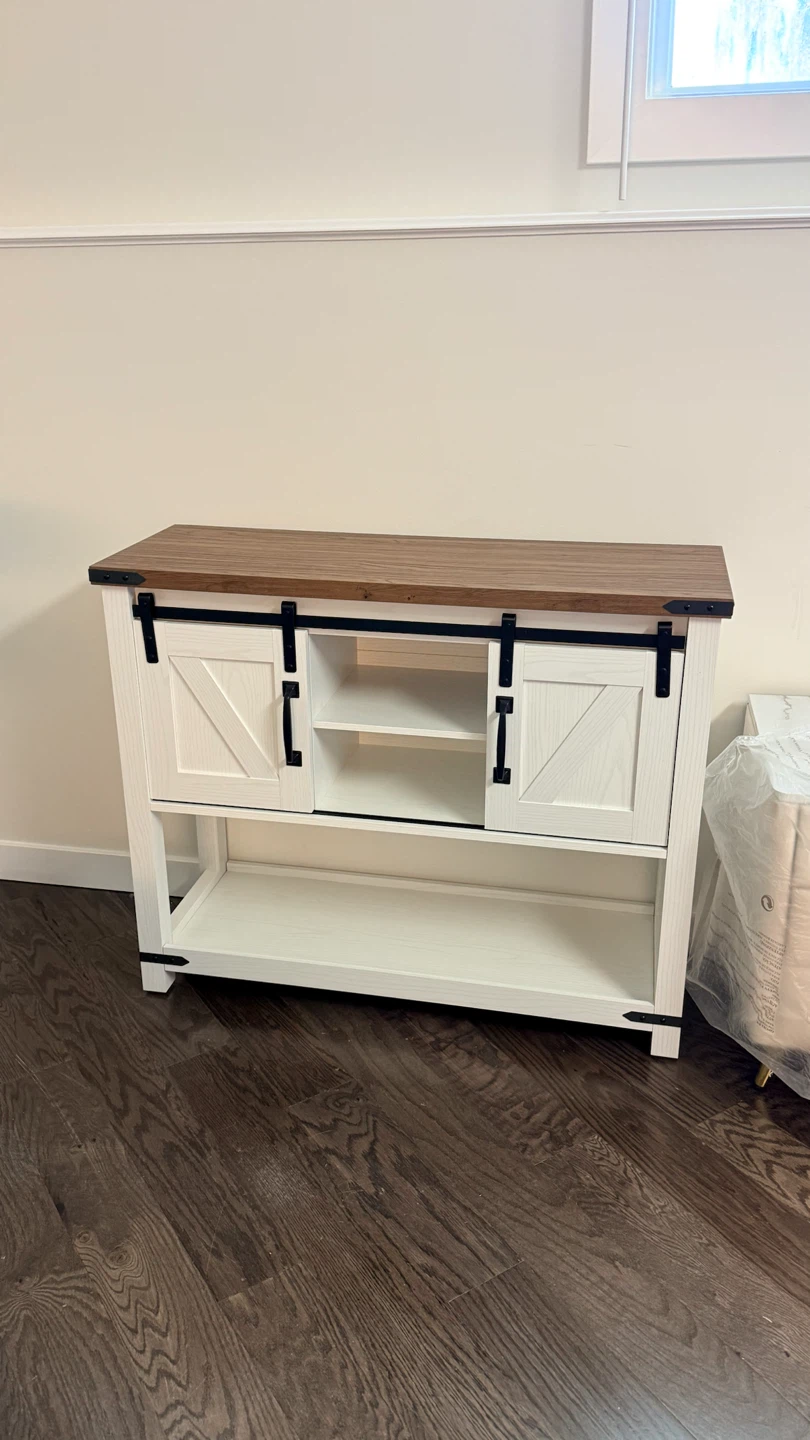 Ordonez 31.9” Console Table with Shelves – Oak & Antique White - photo 2