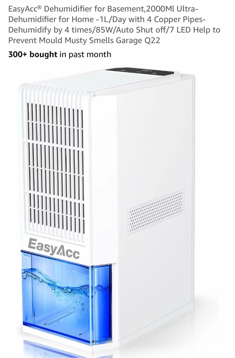 EasyAcc Dehumidifier for Home/Basement