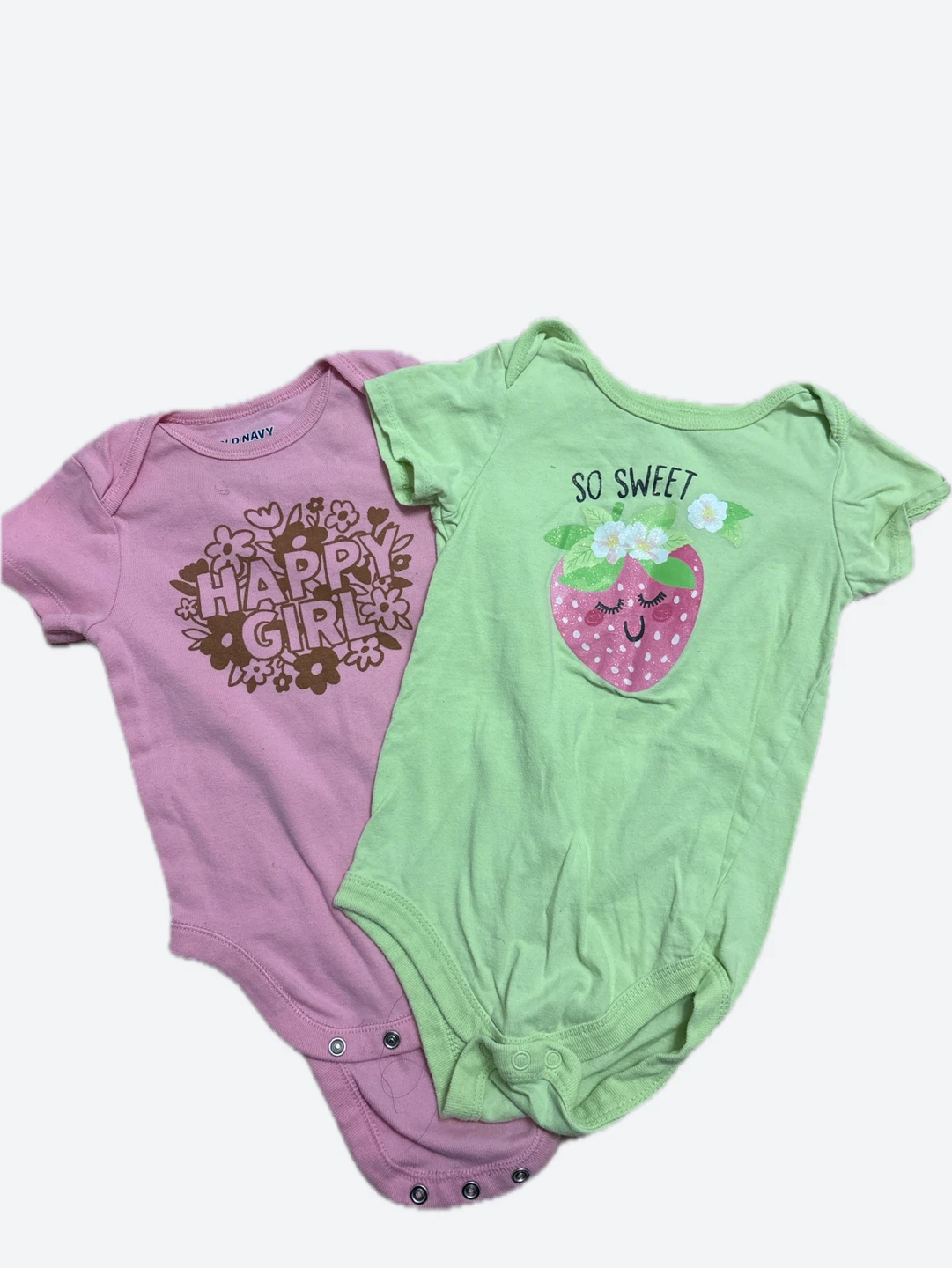 Old Navy Baby Girl Bodysuits - Pink & Green Strawberry