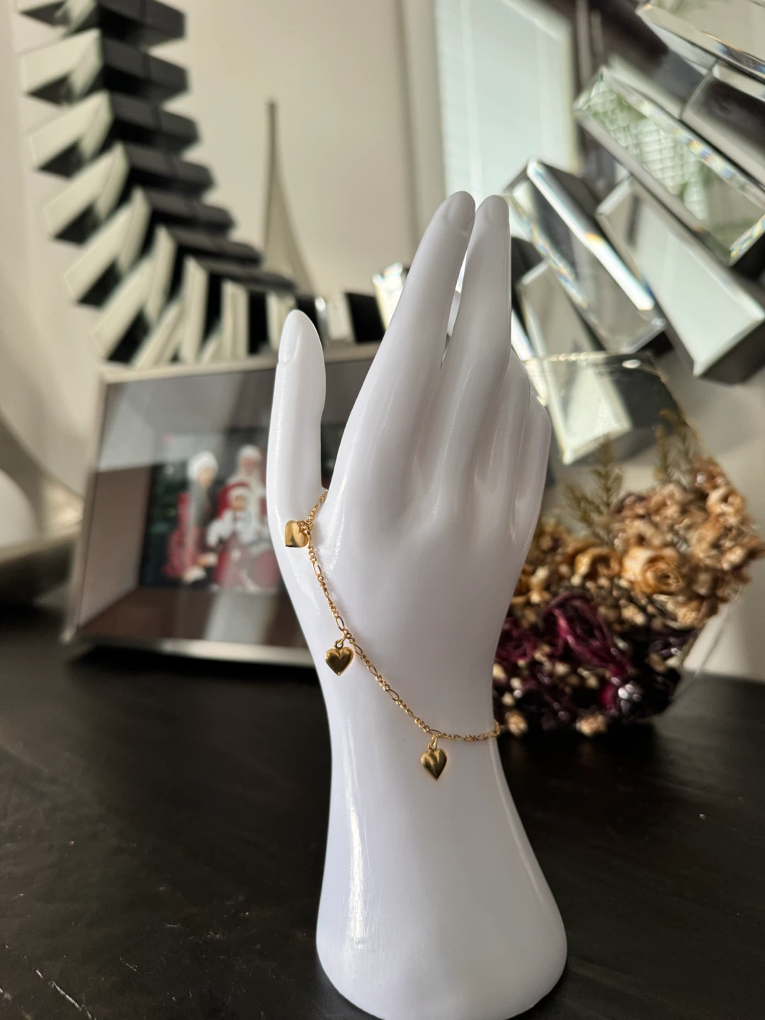 18kGold-Bracelet &anklet with Heart Charms4.3 gram