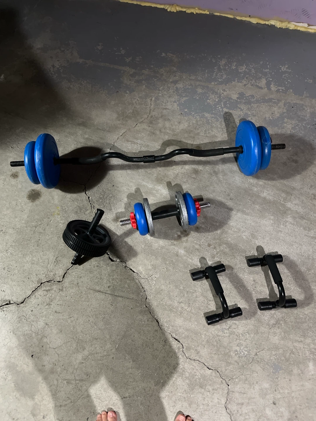Adjustable Dumbbell Set with Barbell, Ab Wheel & Push-Up Bars