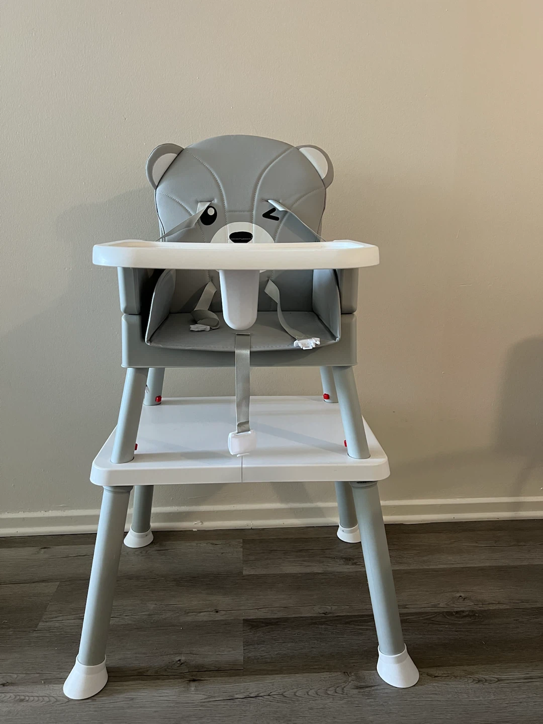 Grey Baby High Chair with Bear Design