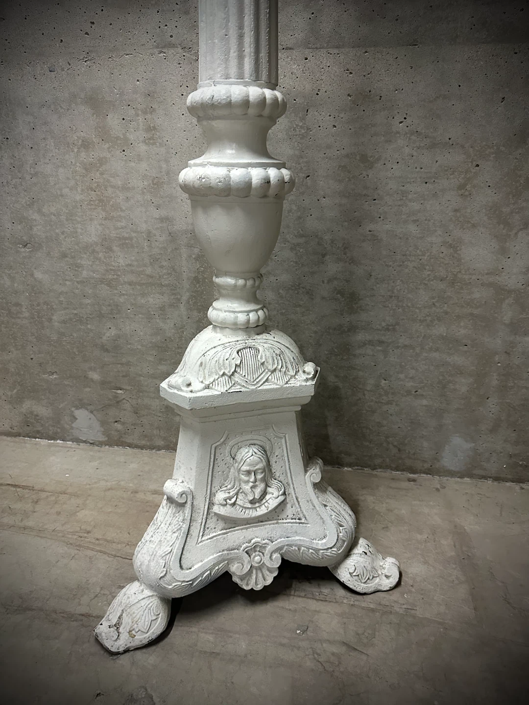 Monumental Vintage French Cast Iron Pricket Candleholder