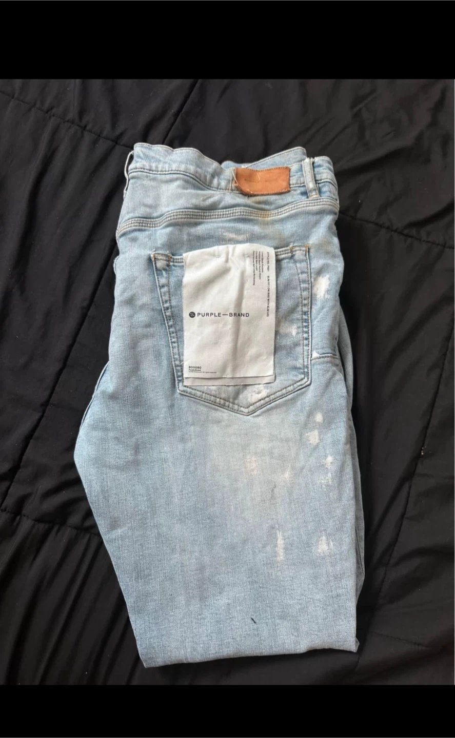Purple Brand Light Wash Distressed Denim Jeans