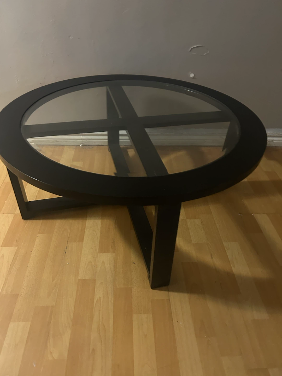 Dark Oval Coffee Table with Glass Top - photo 2