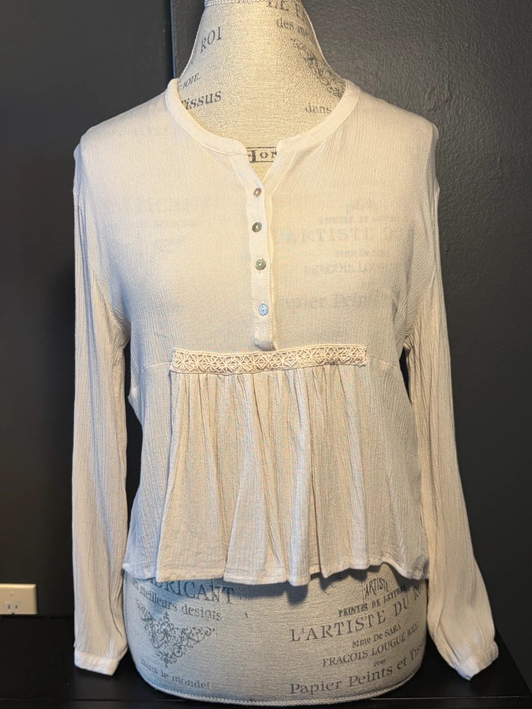 Some Days Lovin Cream Peasant Blouse XS