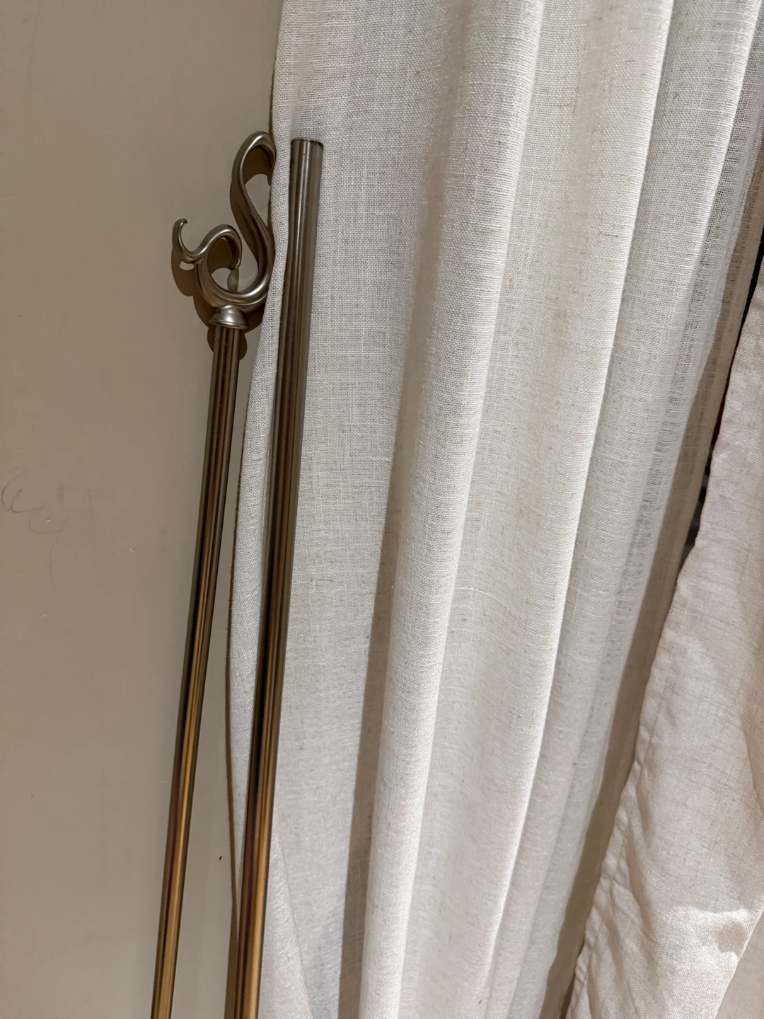 Cream Linen Curtains with Curtain Rod - photo 3