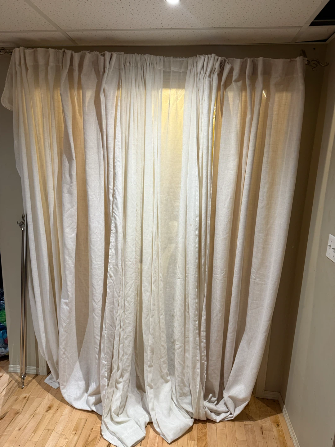 Cream Linen Curtains with Curtain Rod - photo 4