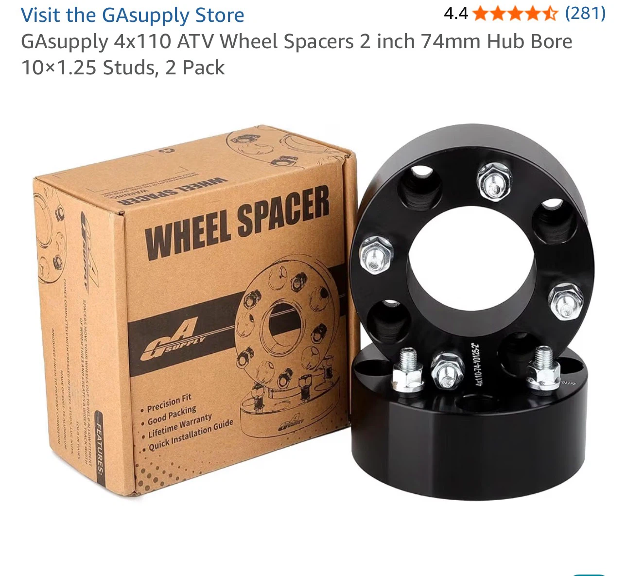GAsupply 4x110 ATV Wheel Spacers - 2 inch - photo 2