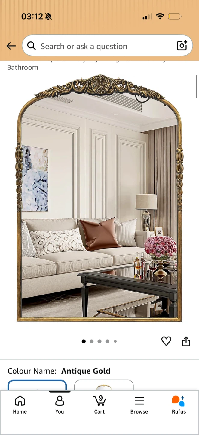 Antique Gold Arch Mirror