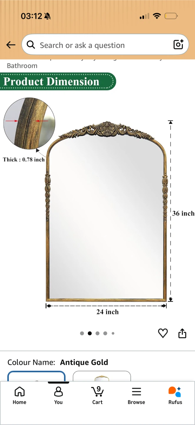 Antique Gold Arch Mirror - photo 2