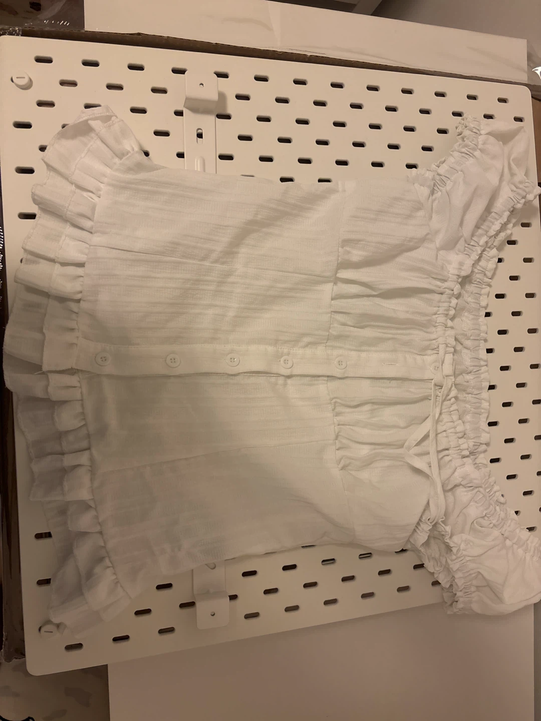 White Ruffle Blouse with Buttons