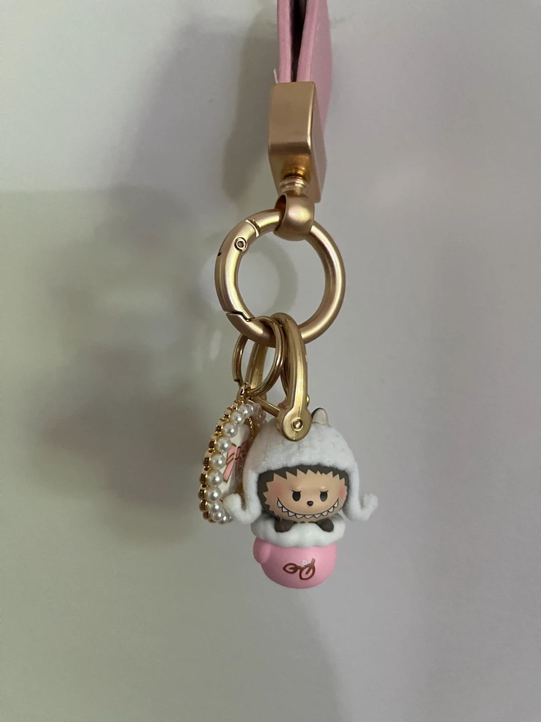 Cute Character Keychain with Pink Leather Strap - photo 2