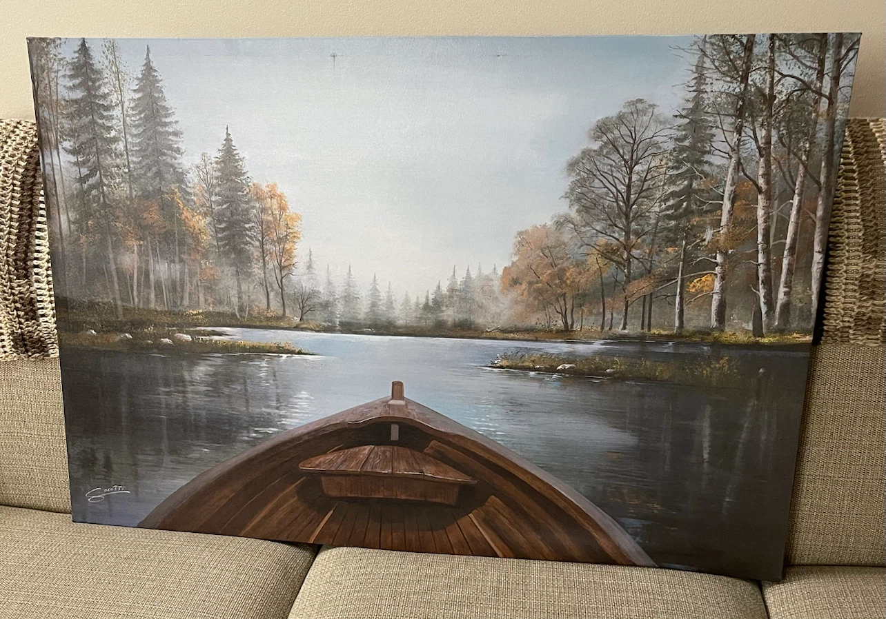 🌱 Large Canvas Print of a Boat on a Lake