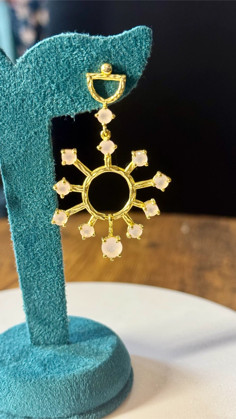 18k Gold Sunburst hand crafted earrings - photo 2