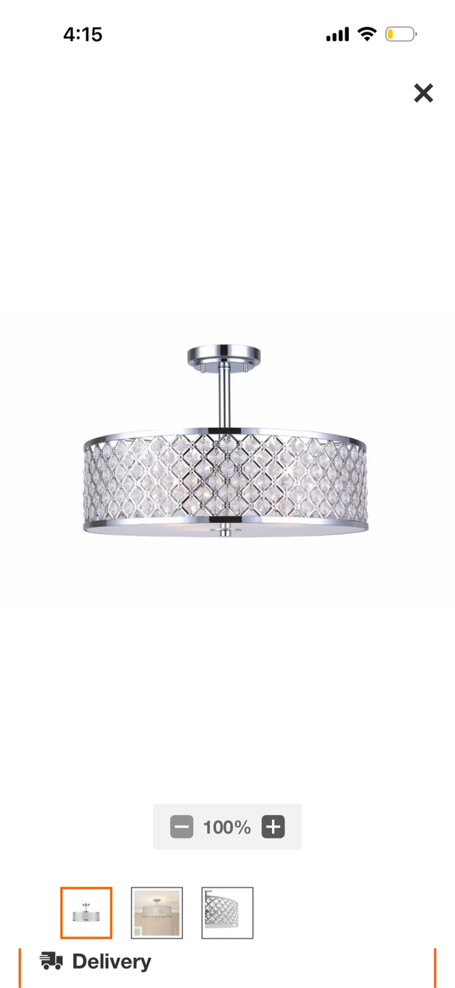 Hampton Bay Lucian 18” Crystal  Ceiling Light Fixture