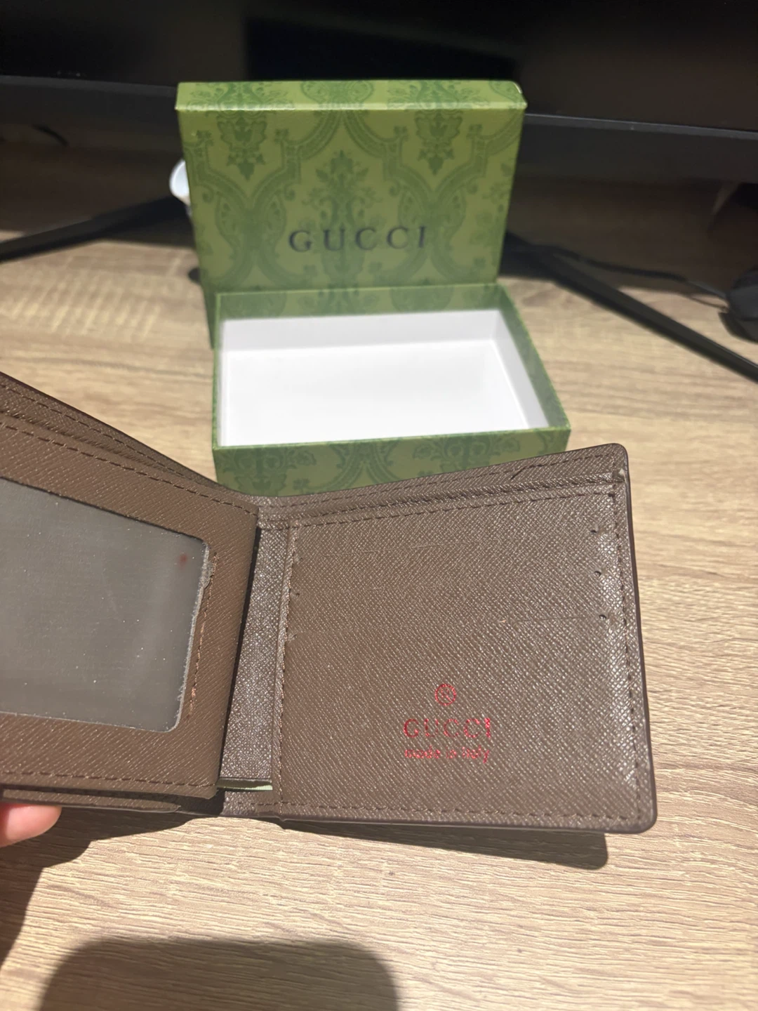 Gucci Monogram Bi-fold Wallet with Red & Green Stripe - photo 2