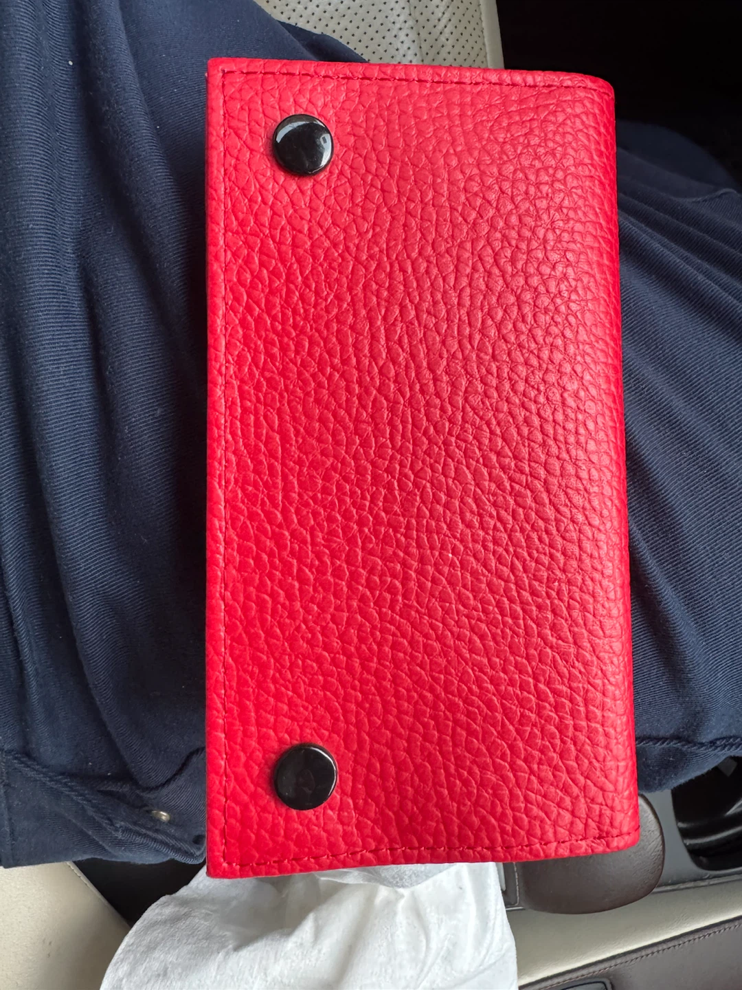 Red Bifold Wallet with Zippers