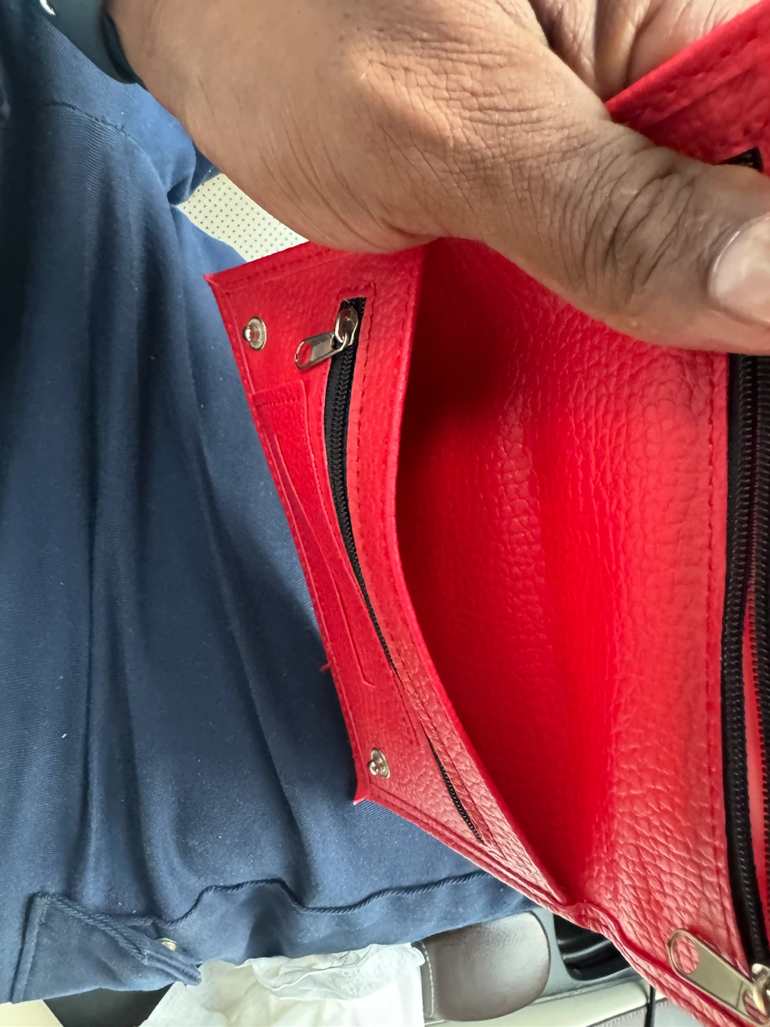 Red Bifold Wallet with Zippers - photo 2