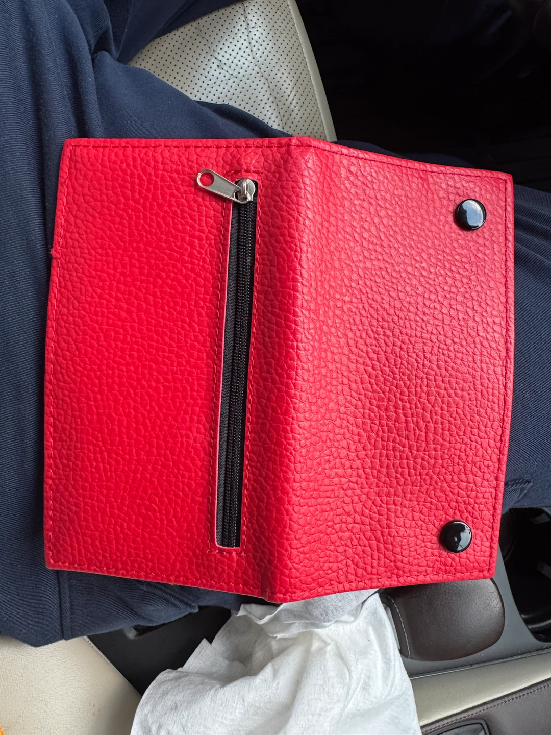 Red Bifold Wallet with Zippers - photo 3