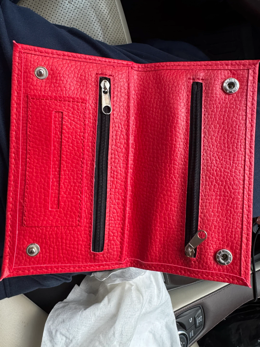 Red Bifold Wallet with Zippers - photo 4