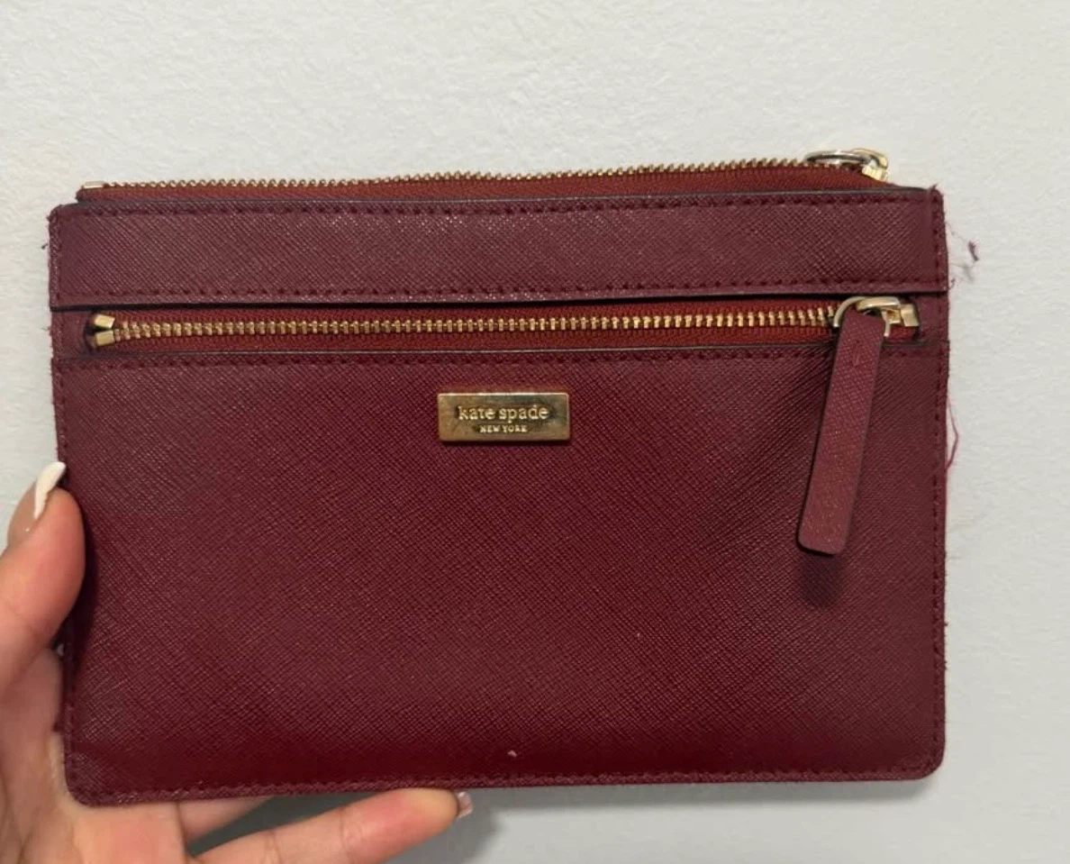 Kate Spade Burgundy Saffiano Leather Wristlet