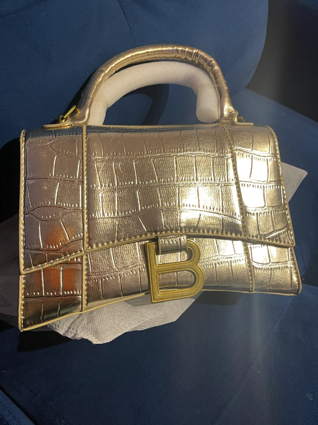 Silver Croc-Embossed Handbag - photo 2