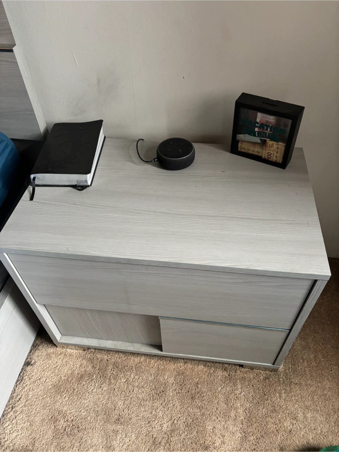 Gray Wood Grain Nightstand