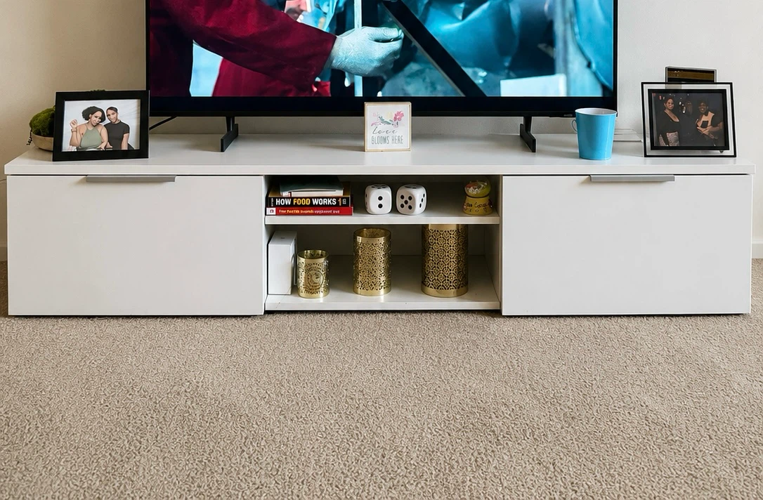 White TV Stand with Storage