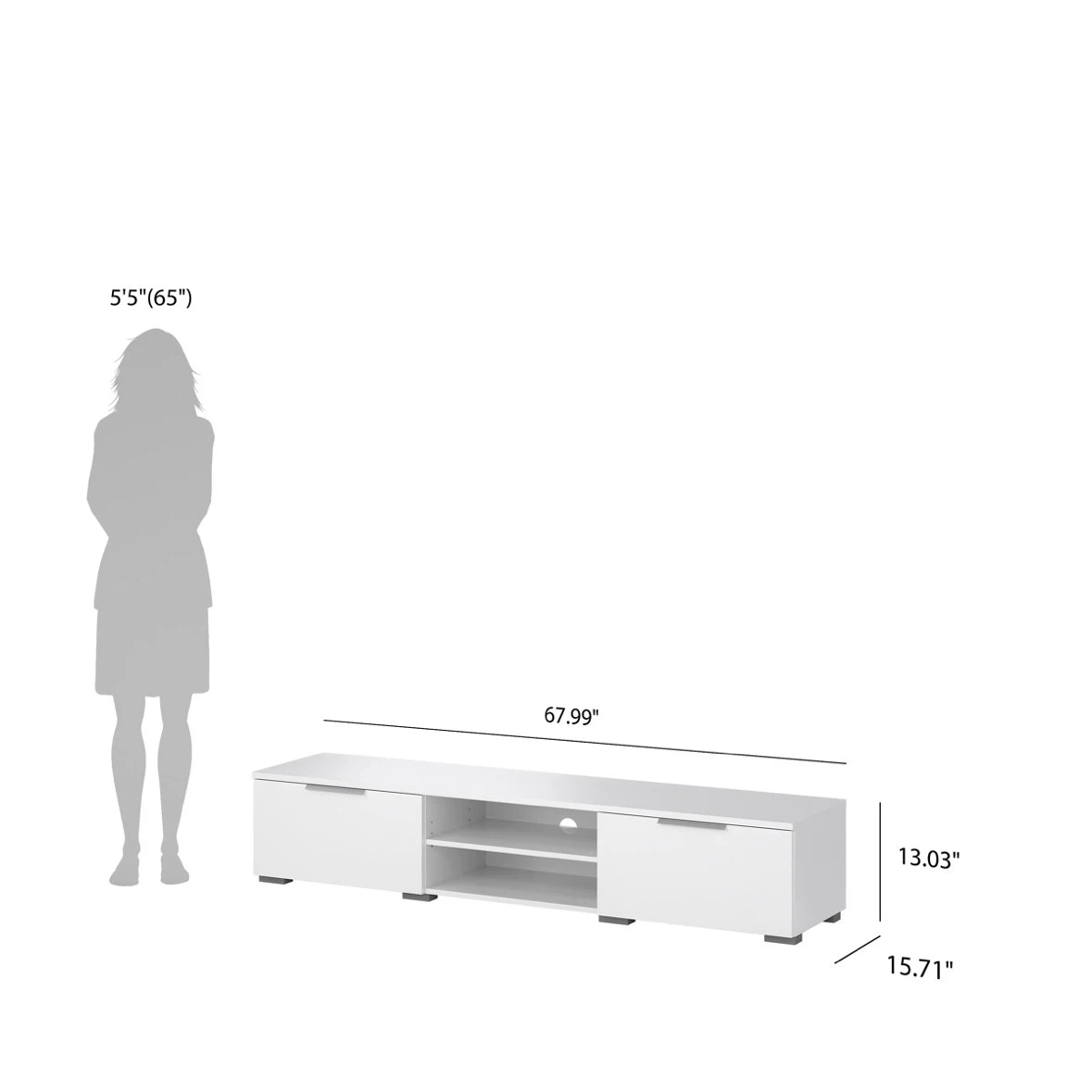 White TV Stand with Storage - photo 2