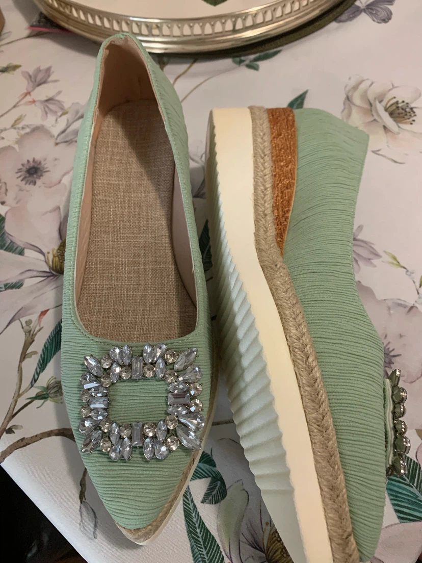 Women's Espadrille Flats with Embellished Toe