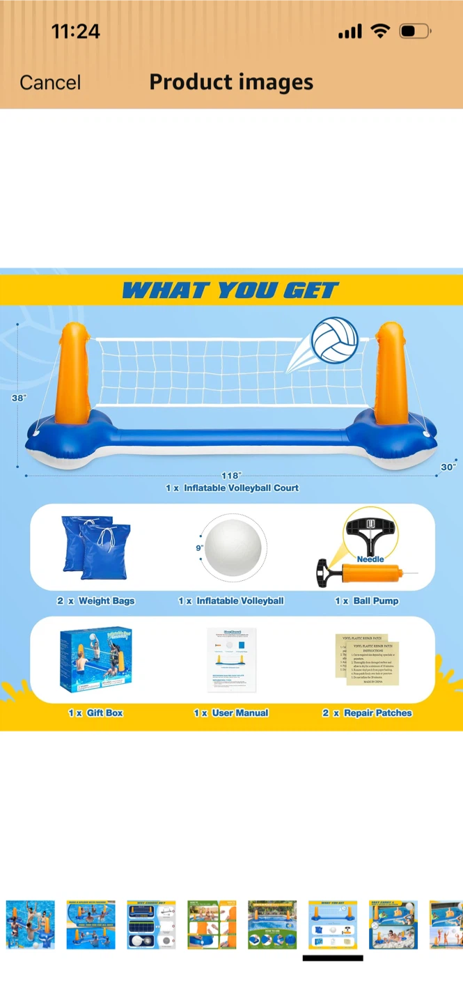 New-Inflatable Volleyball Court for Pool or Beach - photo 2