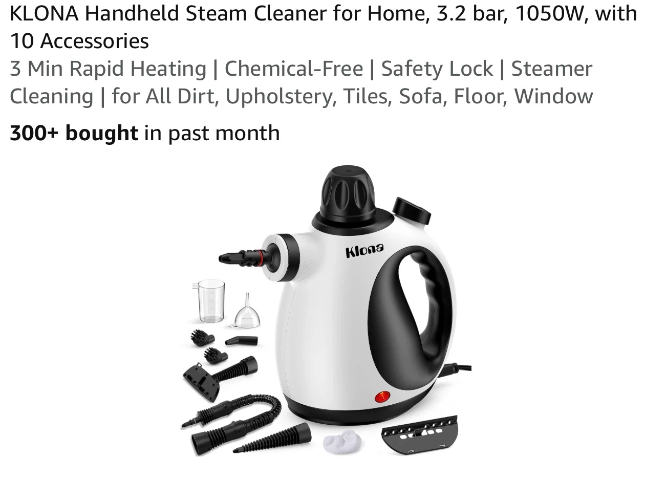 KLONA Handheld Steam Cleaner with 10 Accessories