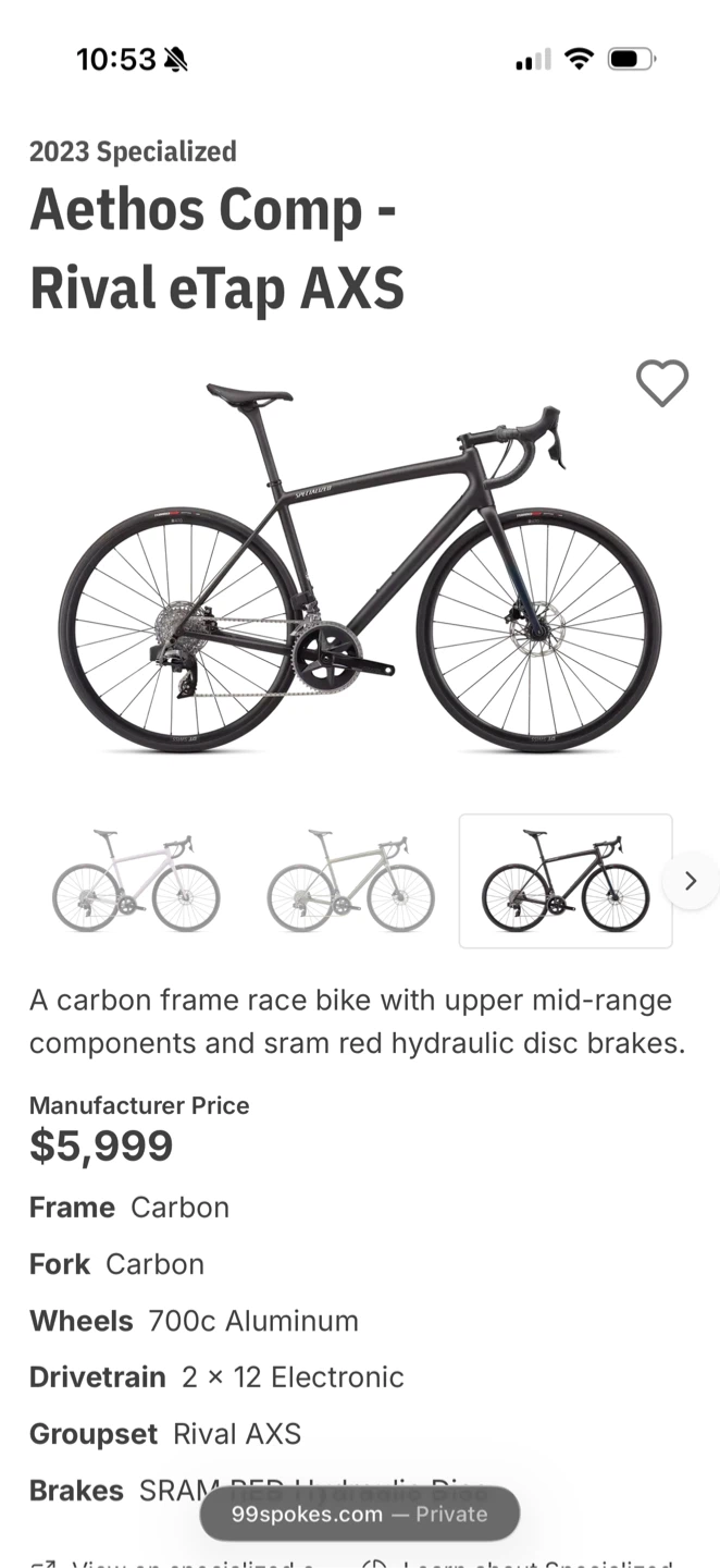 58cm Specialized Aethos Rival eTap AXS Road Bike - photo 2