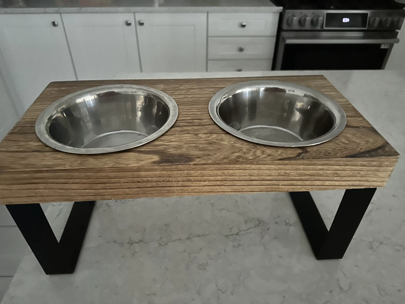 Elevated Dog Bowls - Wood & Stainless Steel