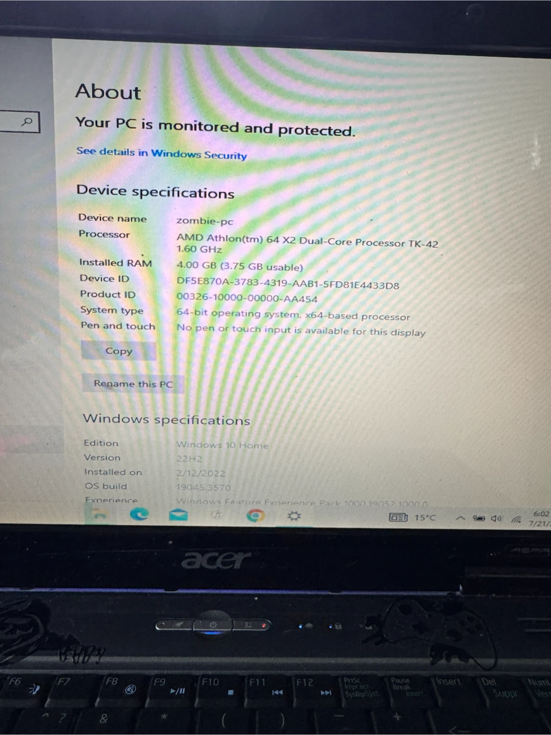 Acer Laptop with AMD Athlon(tm) X2 Dual-Core Processor TK-42 - photo 2