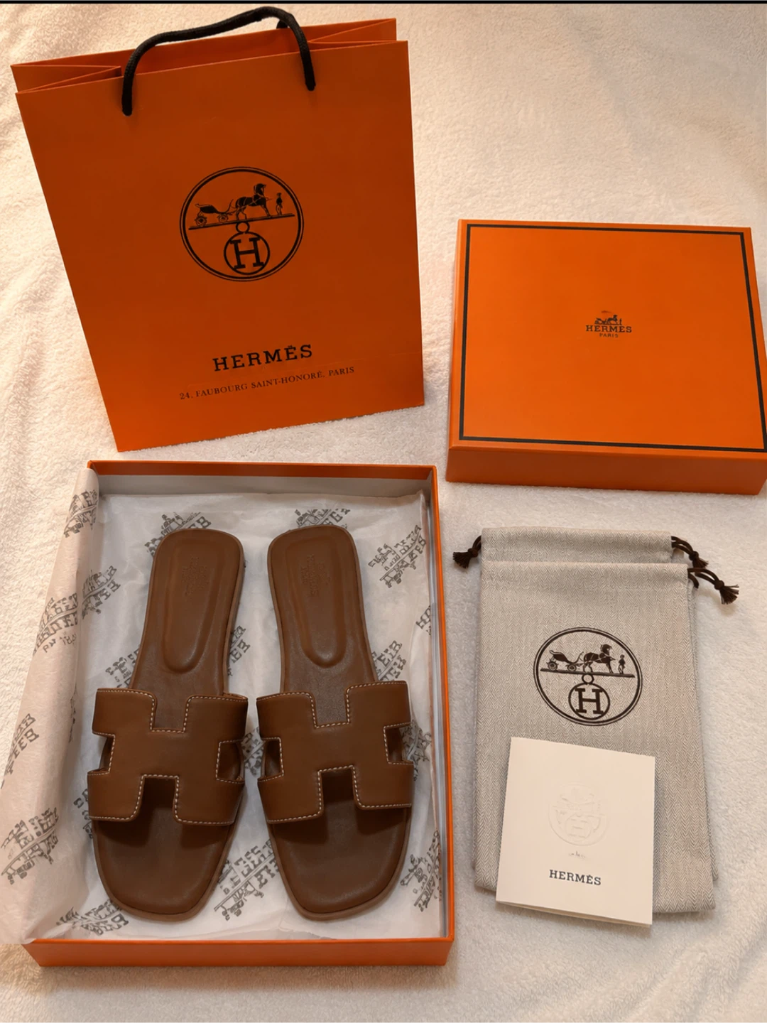 Hermès Oran  Sandals Brown Leather