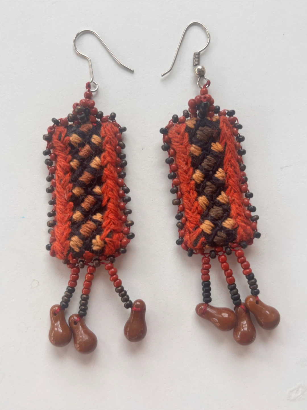 Handmade Embroidered Beaded Earrings