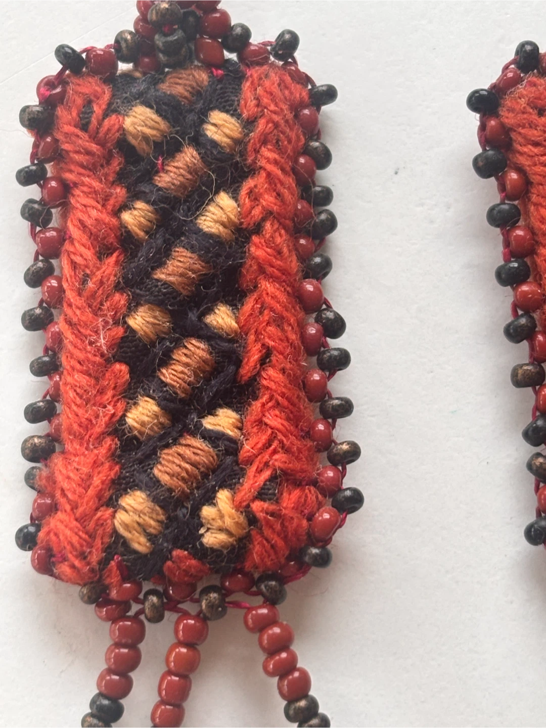 Handmade Embroidered Beaded Earrings - photo 2