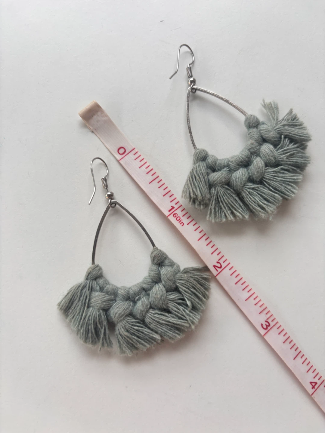 Grey Macrame Hoop Earrings - photo 2