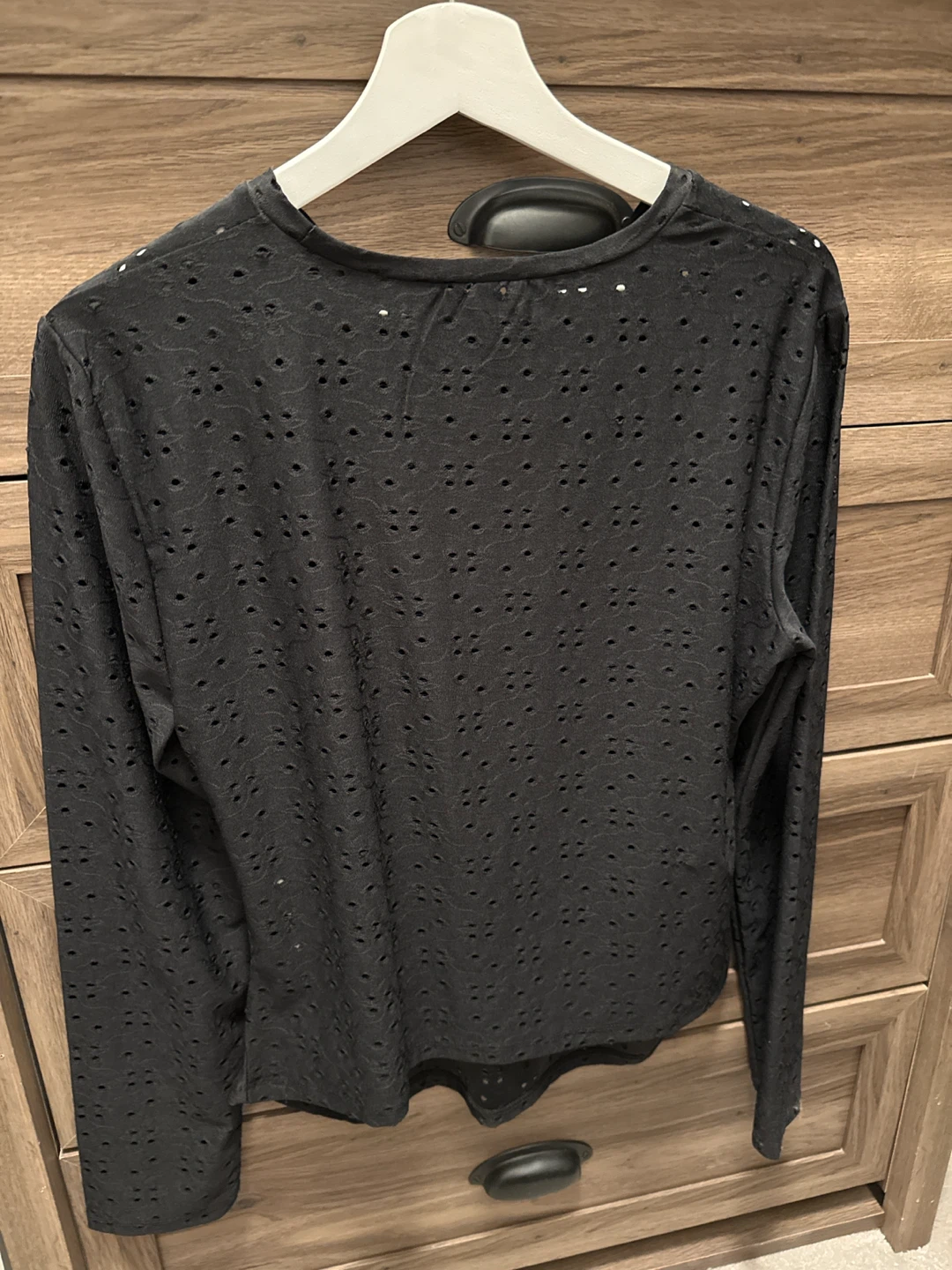 Zara Black Eyelet Long Sleeve Top - photo 3