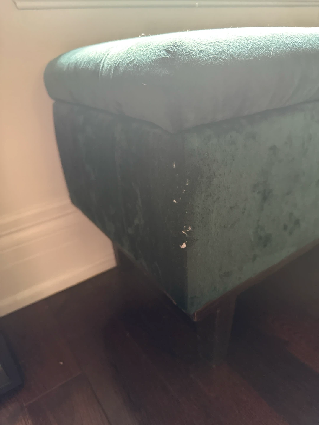 Green Velvet Storage Ottoman Bench - photo 2