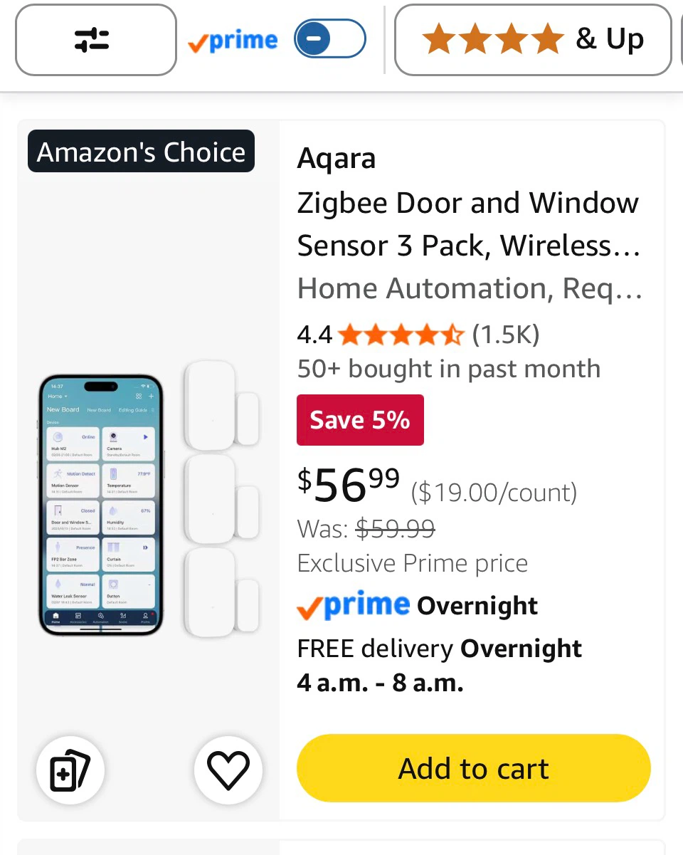 Aqara Zigbee Door and Window Sensor 3 Pack