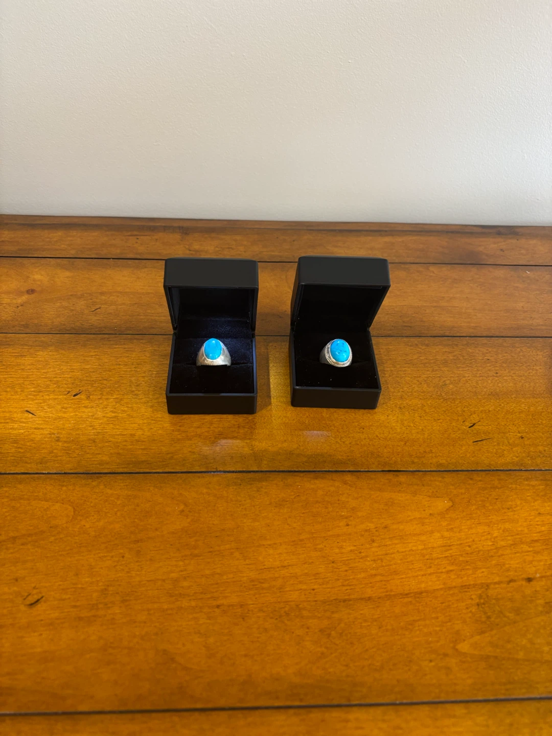 Two Turquoise Rings in Black Boxes - photo 2