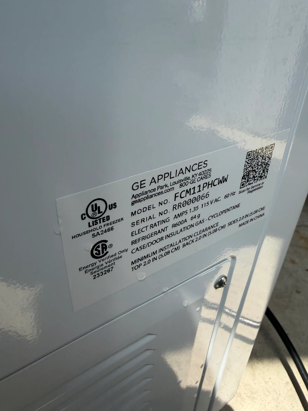 GE Appliances Chest Freezer FCM11PHCWW - photo 5