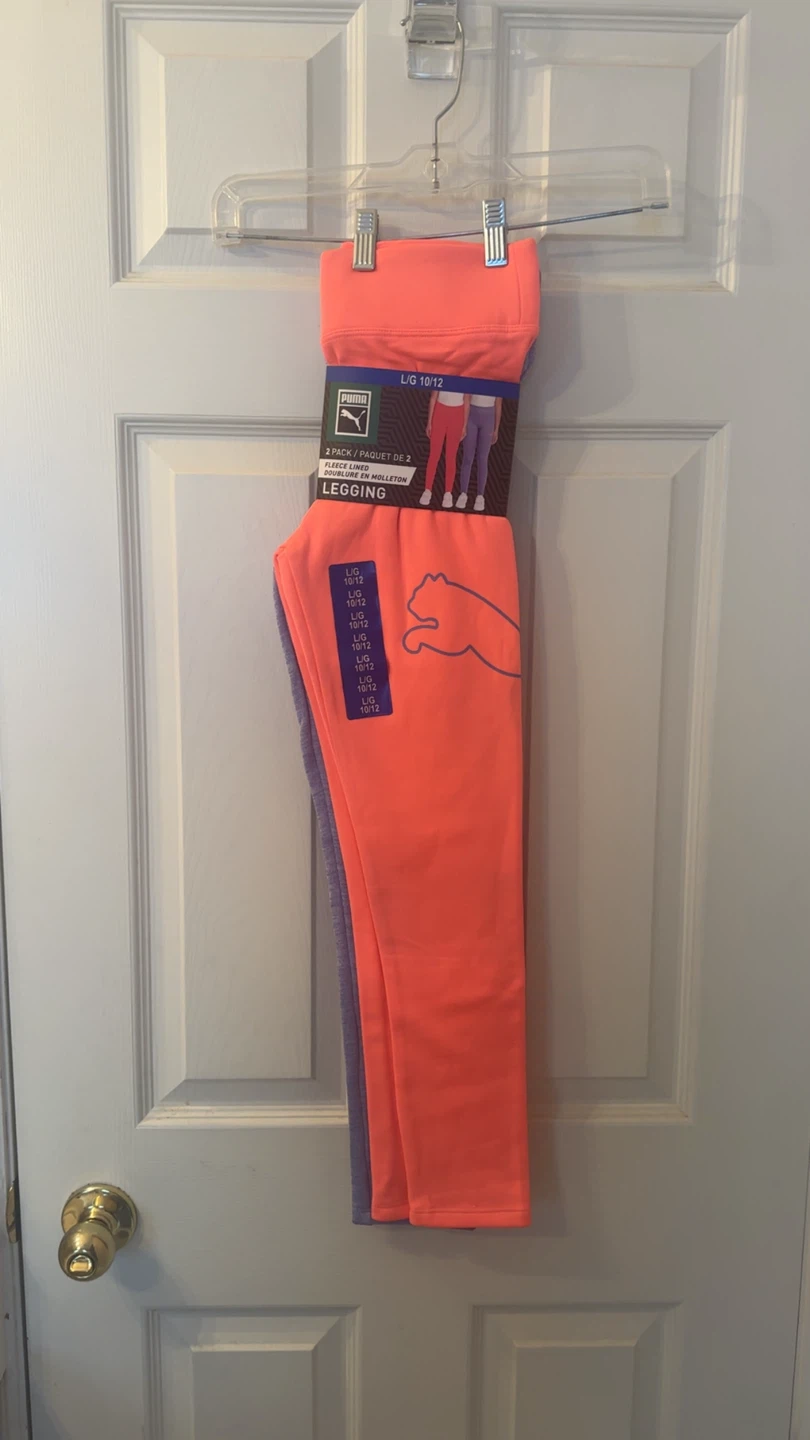 Puma Girls' 2 Pack fleece lined Leggings