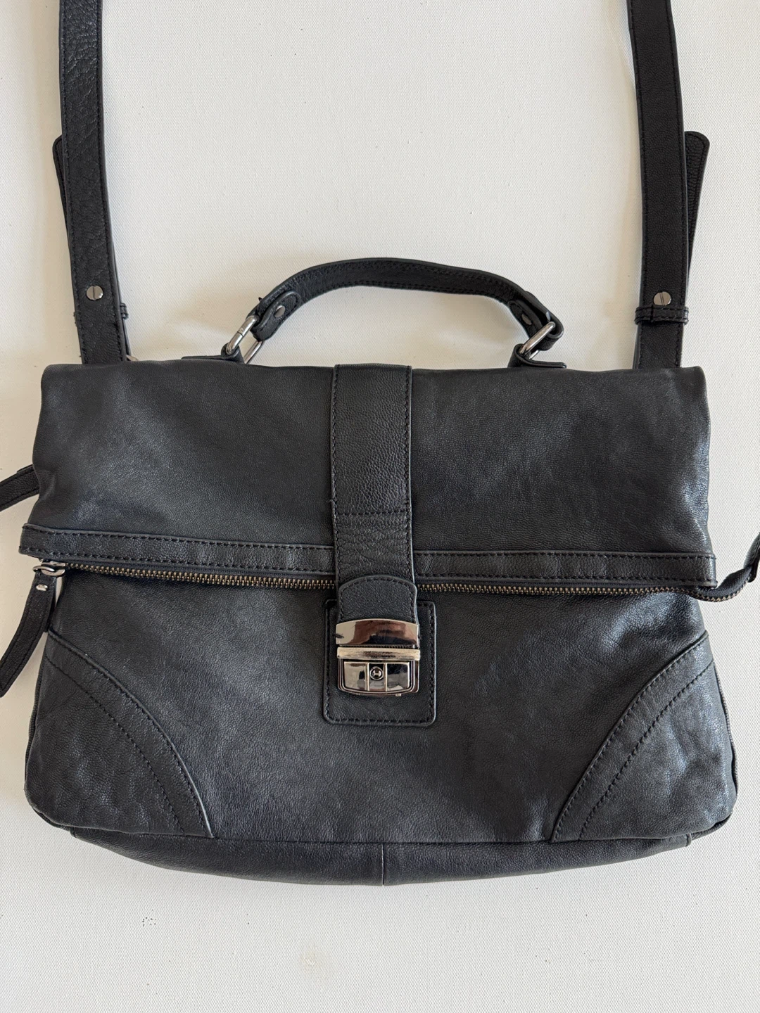 Danier Black Genuine Leather Crossbody Bag